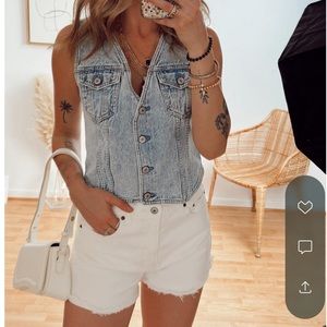 White jean shorts